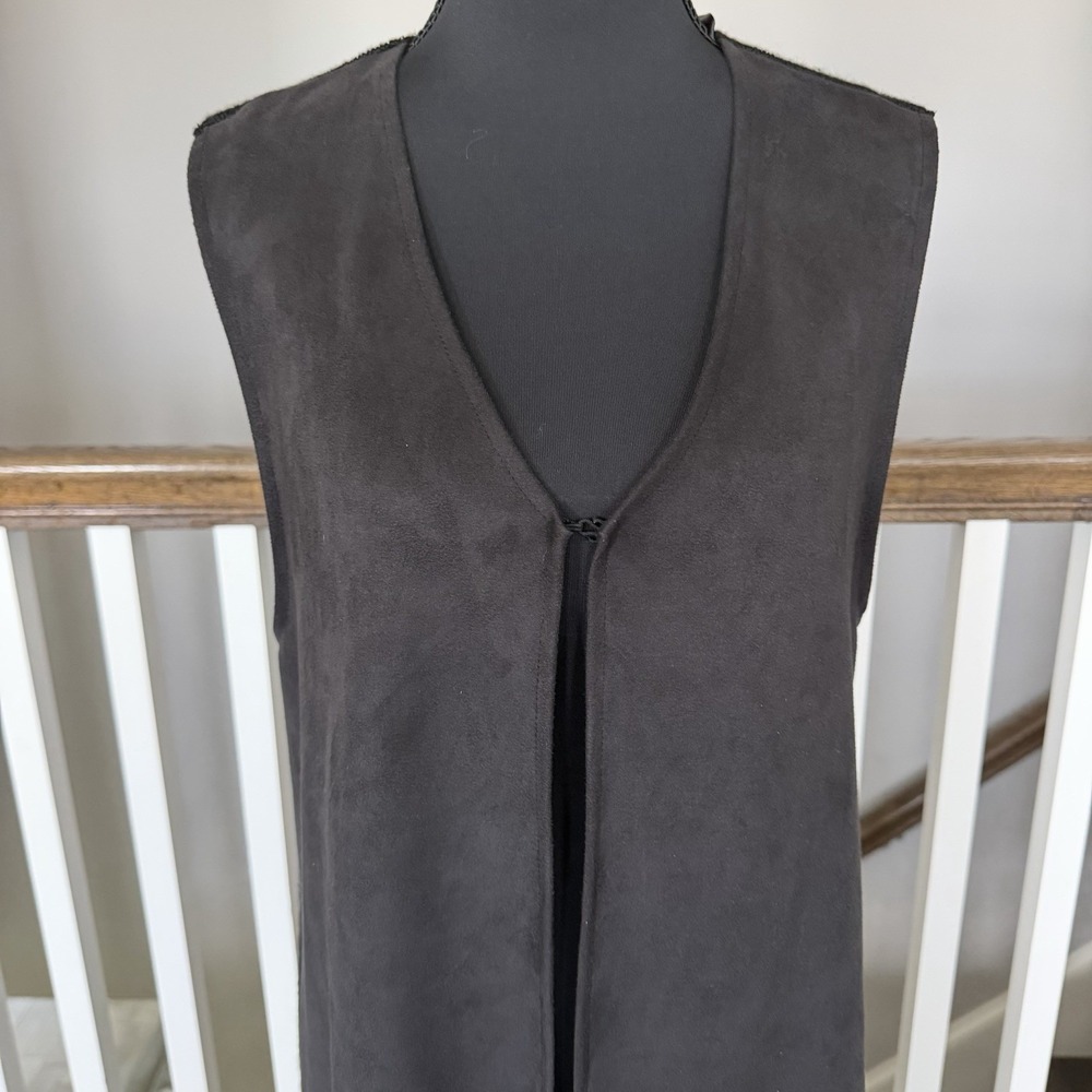 Neiman Marcus Women Fringe Faux Suede Vest Large Coachella Boho Festival Western - Picture 2 of 10